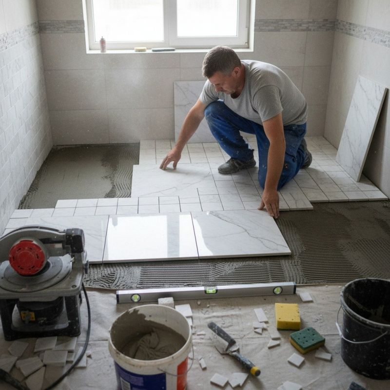 White Marble Tile Installation in Olathe, KS